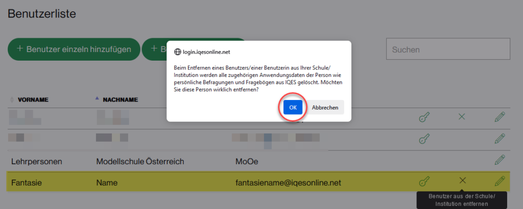 Screenshot mit der Meldung des Browsers