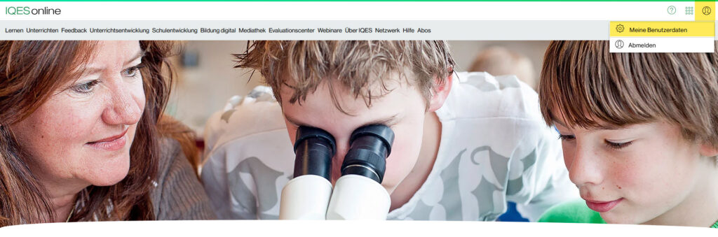 Homeseite mit Menupunkt "Meine Benutzerdaten"